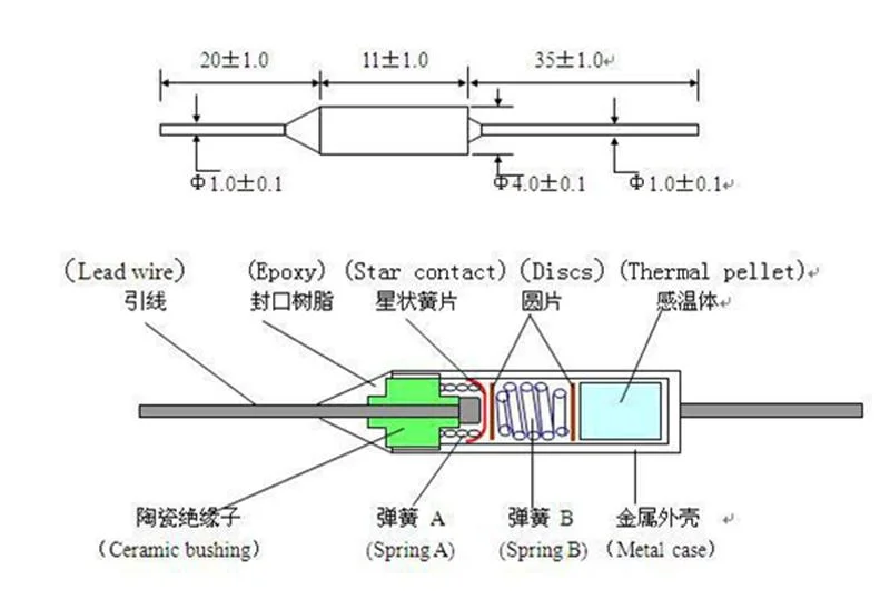 Best Selling Thermal Cutoff Fuse Thermo Switch RoHS Compliant UL Ved PSE Certification