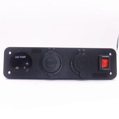 Interrupteur étanche panneau prise de courant mètre de tension double USB chargeur bouton de commutation à bascule pour voiture Marine moto lumière LED